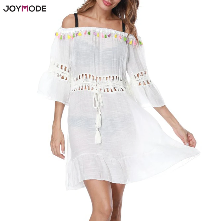 JOYMODE, бикини, туника, накидка, пляжная юбка, Praia De Croche, кружевное парео с кисточками, Сетчатое платье, солнце, ванна, сексуальная купальная блузка