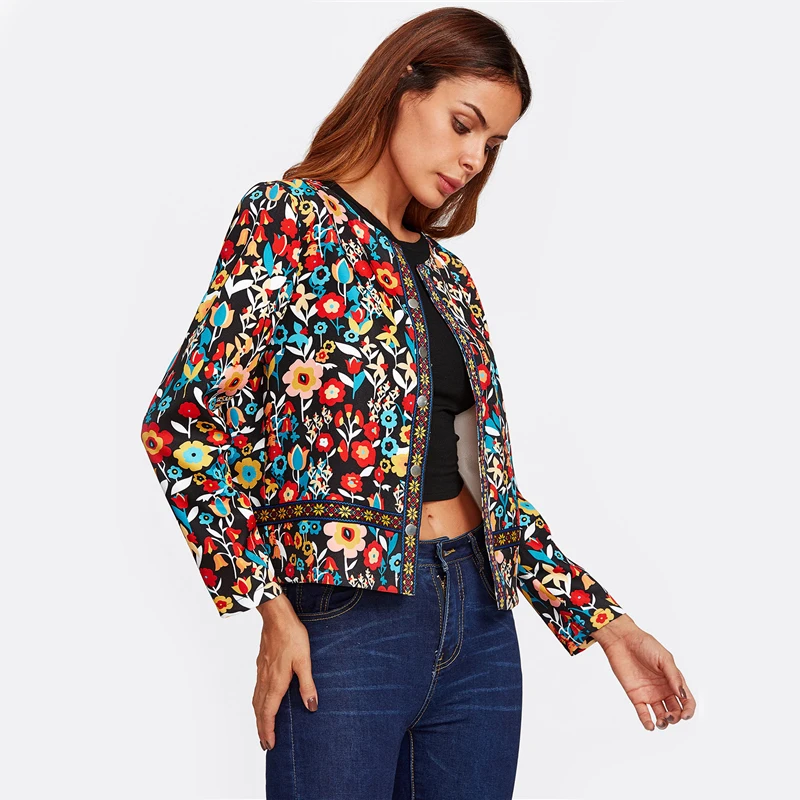 SHEIN Модная Куртка С Вышивкой Осенняя Куртка Для Женщин Элегантные Куртки