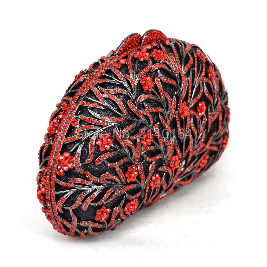 Ручная работа металлический красный кристалл горный хрусталь вечерний черный