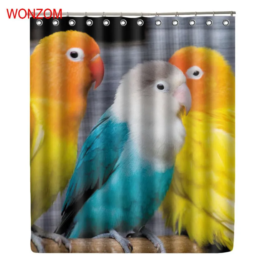 WONZOM Parrot занавески для душа с 12 крючками ванной комнаты декор Современная птица