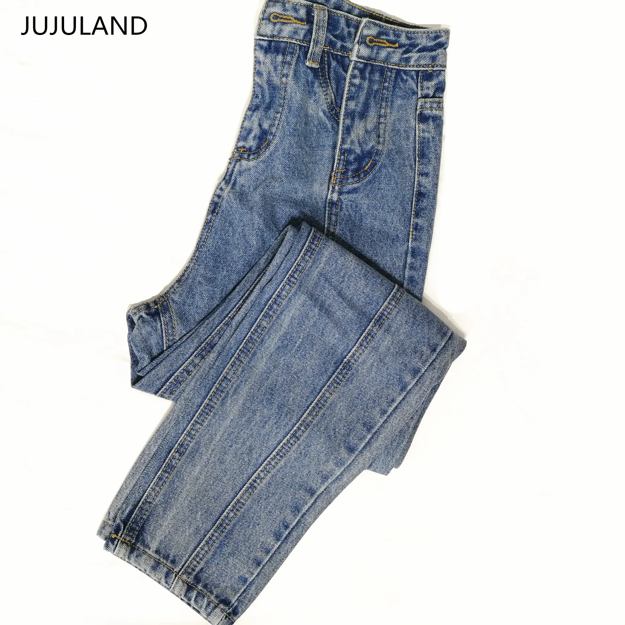 Женские джинсы с высокой талией JUJULAND рваные бойфренды узкой большие
