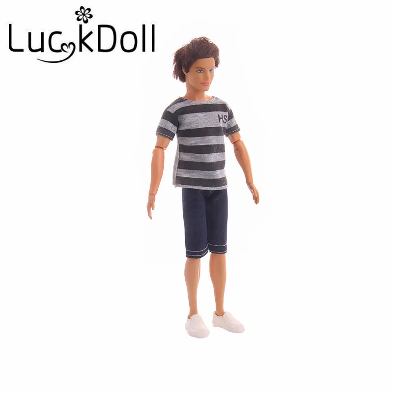 LUCKDOLL лидер продаж футболка с коротким рукавом и джинсовый костюм Одежда для
