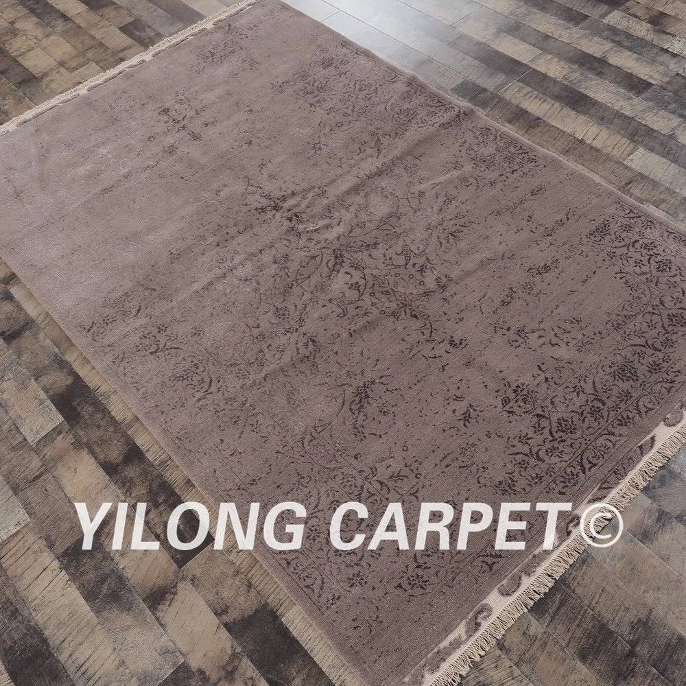 YILONG 5 'x 8' ручная работа искусственная кожа новый дизайн темные цветы с узлом