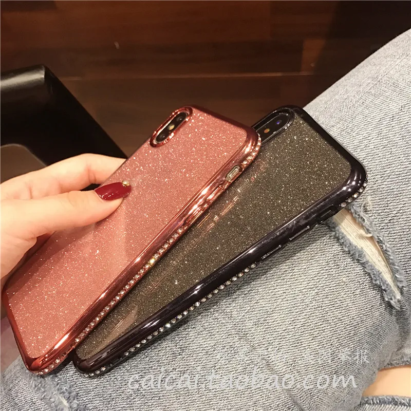 Bling Glitter Case for iphone XS MAX XR X 10 7 8 Plus 6s 6 XSmax Diamond Soft TPU Shell Drop proof Finger Ring Holder Cover | Мобильные