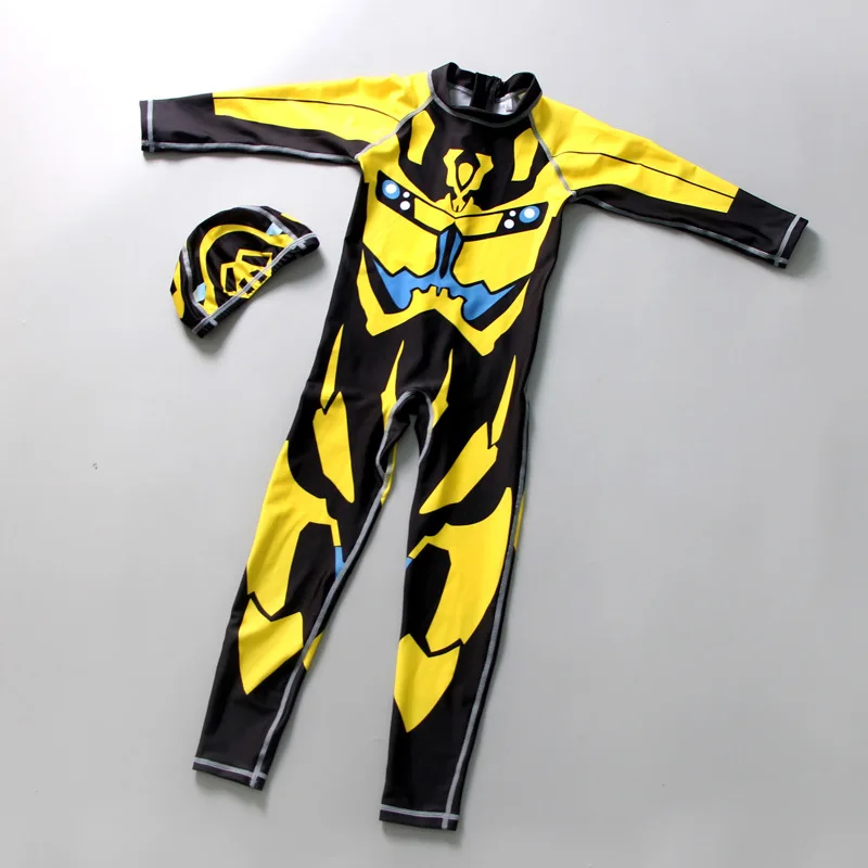 Цельный Детский купальник для мальчиков купальный костюм с длинными рукавами