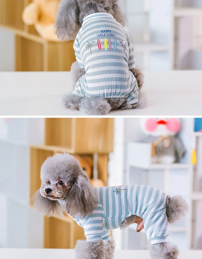 Новая мода Dogbaby полосатый щенок, домашнее животное, кот собака пижамы удобные пижамы для домашних животных 2 цвета для малых и средних собак 910E