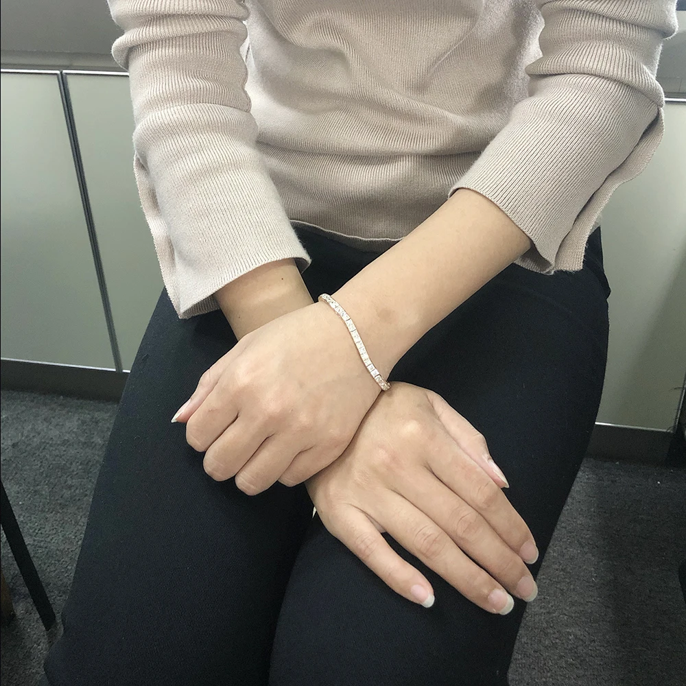 11ctw 3 мм принцесса квадрат отличный порезанный EF Moissanite браслет для тенниса 14k