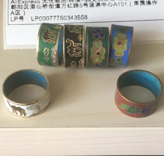 Оптовая продажа 6 шт очаровательное винтажное Китайское кольцо с эмалью ручной