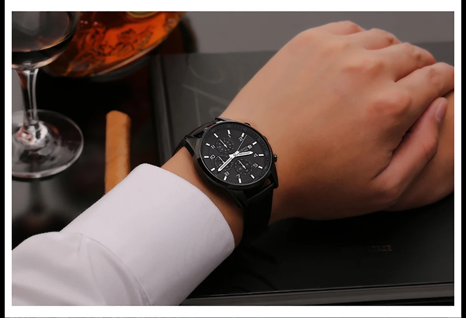 Все часы из нержавеющей стали, японские часы chronoraph, мужские часы, мужские часы с ремешком из натуральной кожи, мужские часы с подсветкой