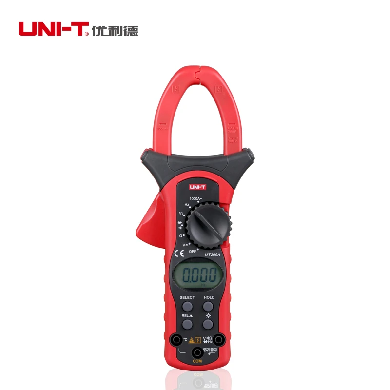 

Uni T UT206A 1000A AC Digital Clamp Meter 4000 Count DMM Resistance Frequency Temperature Diode tester LCD Backlight Data hold
