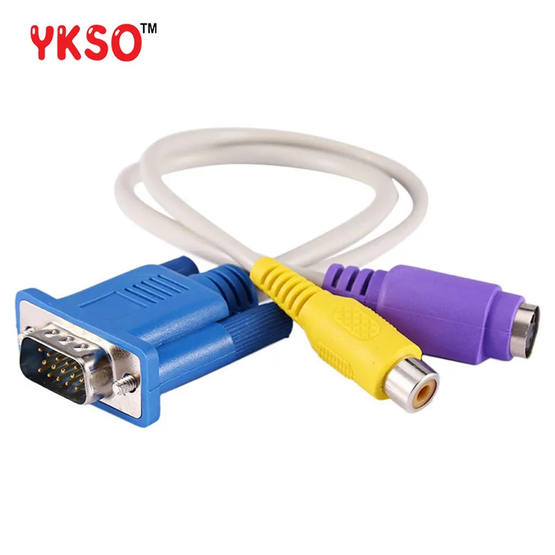 YKSO Кабель VGA 15 Pin штекерным ТВ S Video/RCA Женский AV OUT адаптер аудио видео кабель