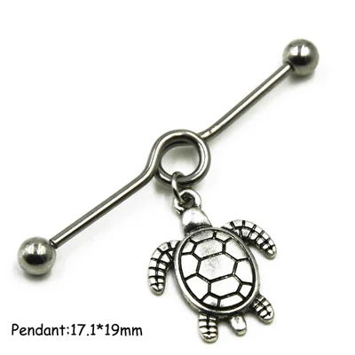5 Tortoise 1 шт. хирургическая сталь солнце, лист, луна, сердце, крыло Племенной Wiccan языческий ушной хрящ спираль Промышленные Штанги Пирсинг Серьги - Окраска металла: 5 Tortoise