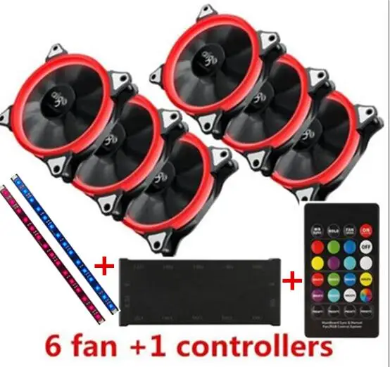 6 fans and controlle Aigo aurora r5 12 В Регулируемый цвет halo rgb Вентилятор 120 мм led Настольный ПК компьютер процессор Охлаждающий кулер бесшумный чехол контроллер вентилятора - Цвет лезвия: 6 fans and controlle