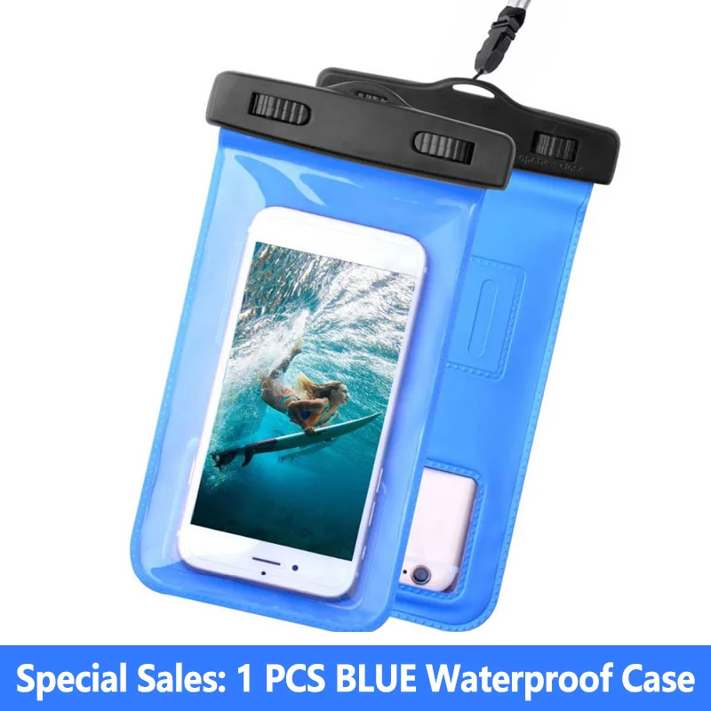 1 Pcs Blue Case 2 шт., FONKEN, водонепроницаемый чехол для телефона, полностью прозрачный, для сухого хранения, сумки IPX8, для плавания, дайвинга, походов, универсальный чехол для путешествий - Цвет: 1 Pcs Blue Case