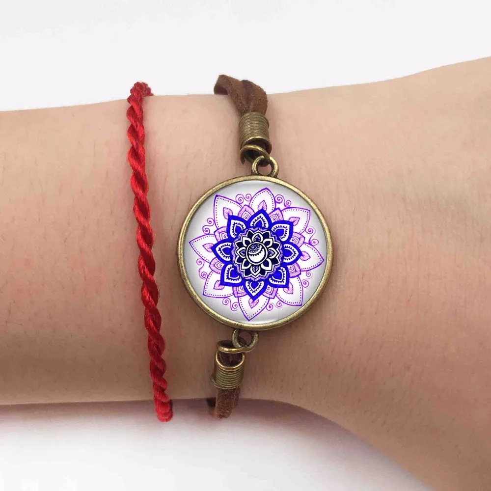 Чеширский браслет с цветочным логотипом мандалы для женщин и мужчин