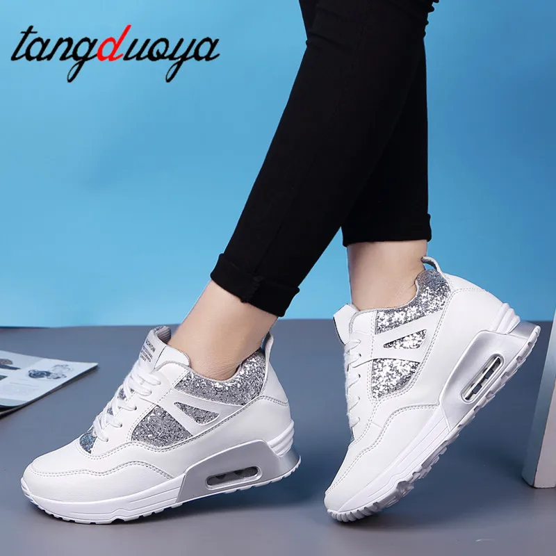 

Кроссовки женские на платформе, дышащие, повседневная обувь, белые, 2019