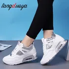 Кроссовки женские на платформе, дышащие, повседневная обувь, белые, 2019