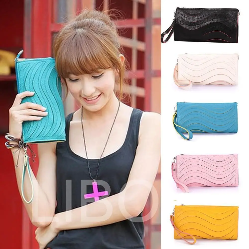 Модная PU кожаная сумка с шаблоном волны Кошелек Клатч Вечерняя сумочка на руках