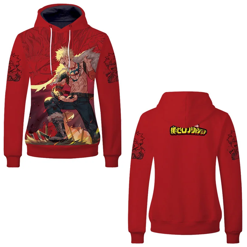 Boku no Hero Academia Bakugou Katsuki 3D принт пуловер с капюшоном Толстовка Косплей Костюм мой герой Academia Мужская Женская толстовка