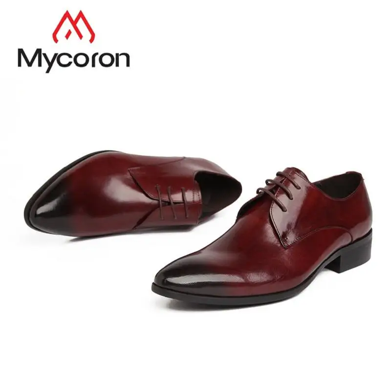 MYCORON/ботинки из натуральной кожи мужские ботинки с перфорацией типа броги острым