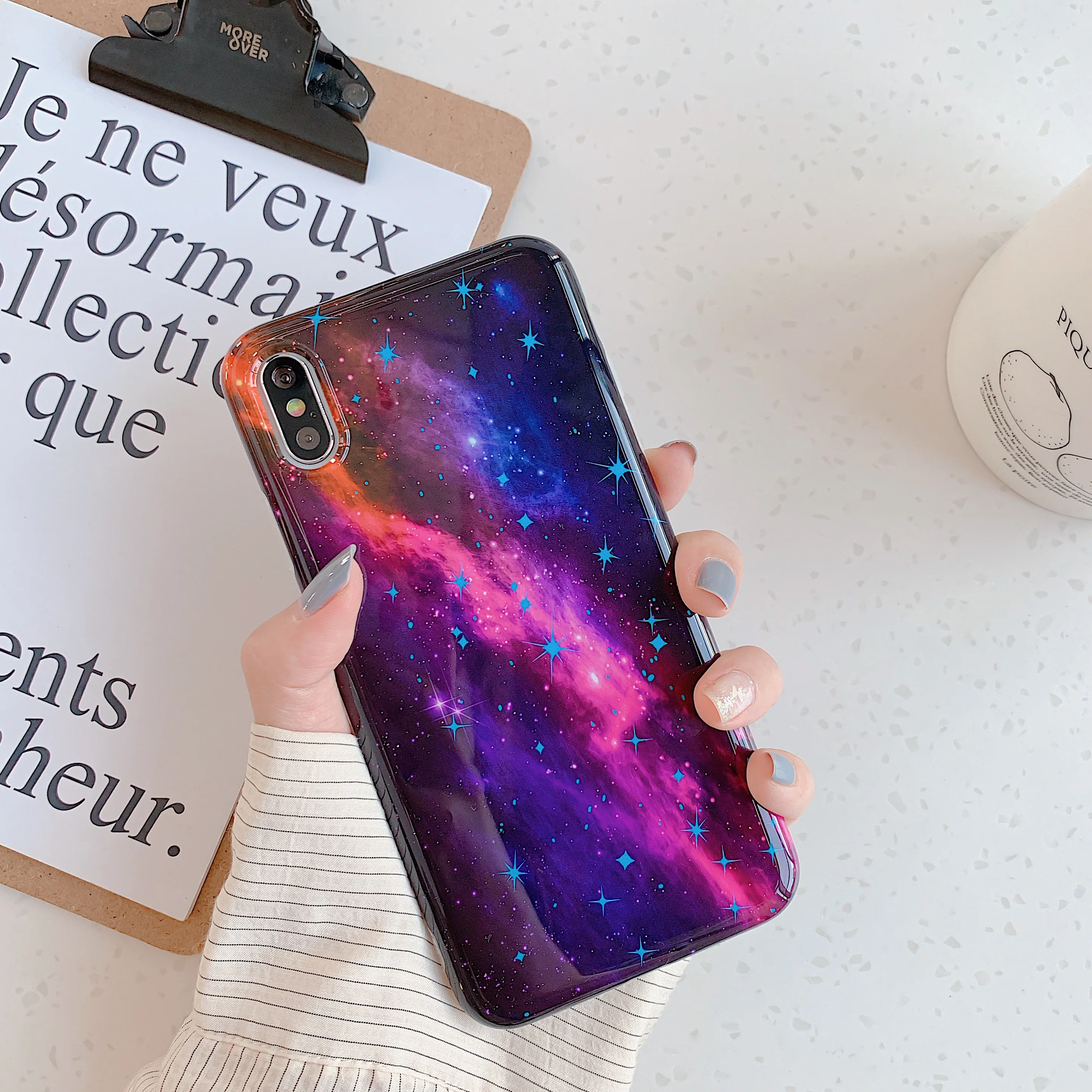 Чехол Fantasy starry sky для iphone 7 X XR XS MAX мягкий чехол накладка из ТПУ 8 6S 6 Plus чехол|Бамперы|