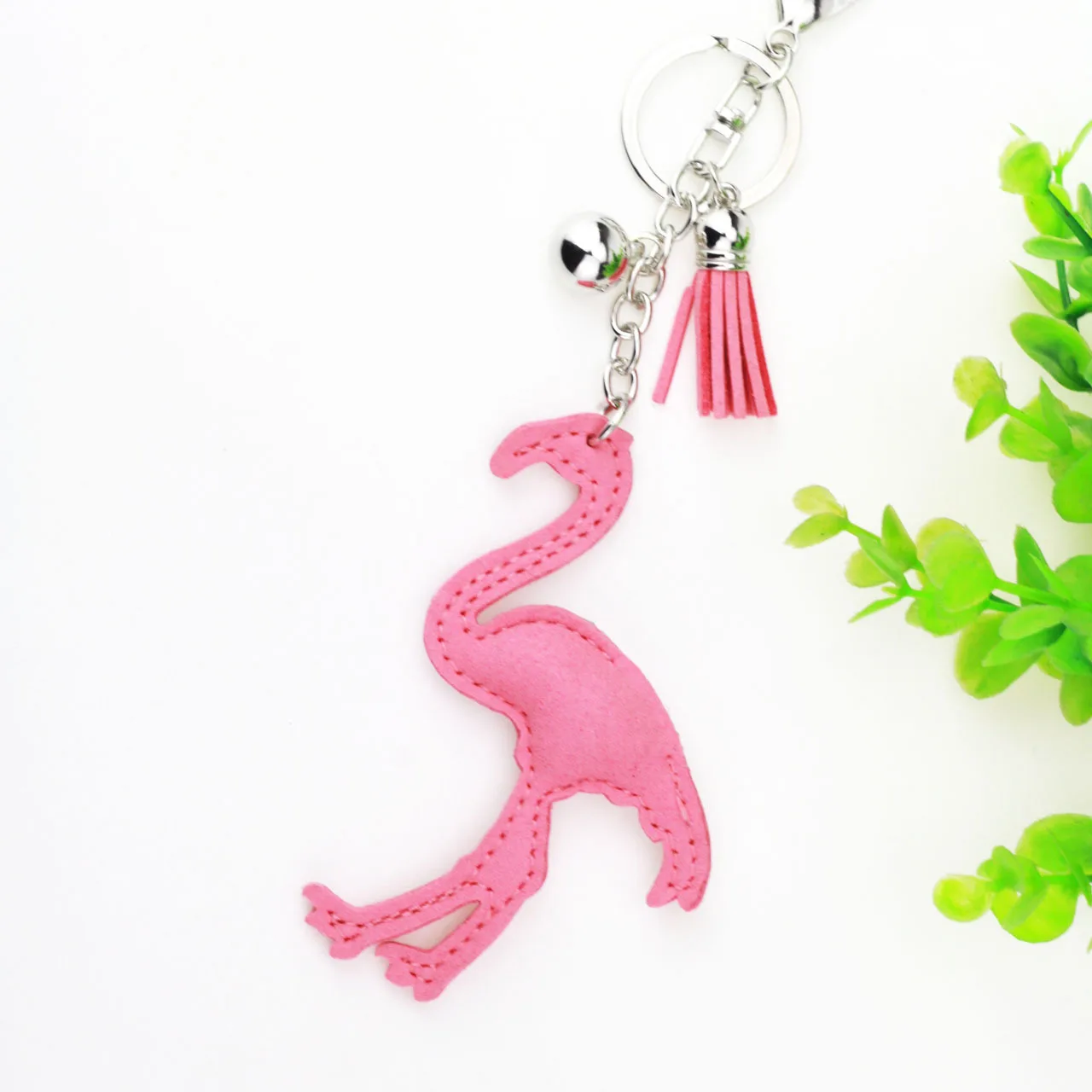 Кристалл Стразы Фламинго меховой помпон брелок кисточка металлические брелки