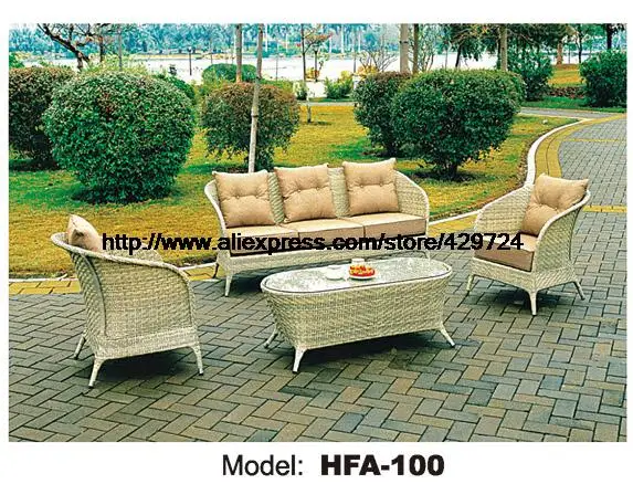 Бежевый ротанговый диван набор 113 сочетание садовая мебель лучший открытый сад