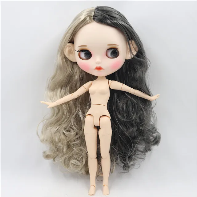 Ледяная фабрика blyth кукла 1/6 bjd белая кожа сустава тела серые и серебряные волосы, новое матовое лицо резные губы 30 см BL8800/9016 - Цвет: doll with ears