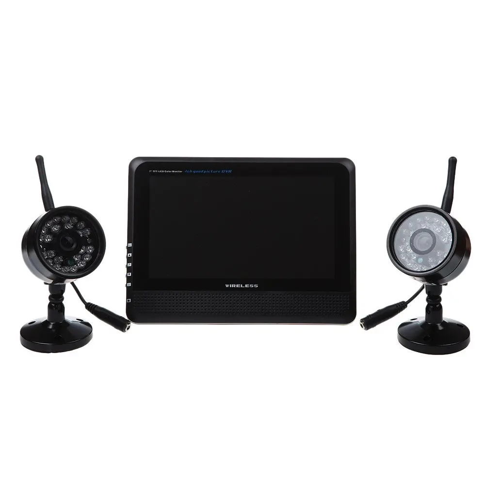 7 дюймов tft Полный Цвет Видеоняни и радионяни 4CH Quad DVR системы мониторинга + 2x2.4 г