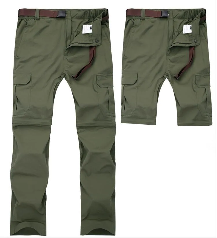 Army green Быстросохнущие брюки-карго размера плюс 6XL 7XL, мужские летние отстегивающиеся дышащие брюки, мужская верхняя одежда, водонепроницаемые тактические мужские брюки s - Цвет: Army green