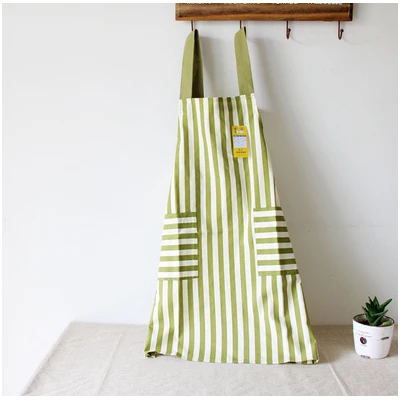 Stripe Green Color GUIBOBO кухонный женский фартук Jap стиль зеленый натуральный простой дизайн нет. SMQHAPRNGR - Цвет: Stripe Green Color