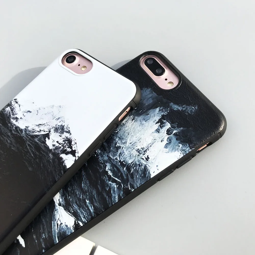 EKONEDA черный чехол ТПУ для iPhone 6 6S Plus чехол силиконовый морская волна Himalaya чехол горы для iPhone 7 8 Plus X XR XS Max чехол