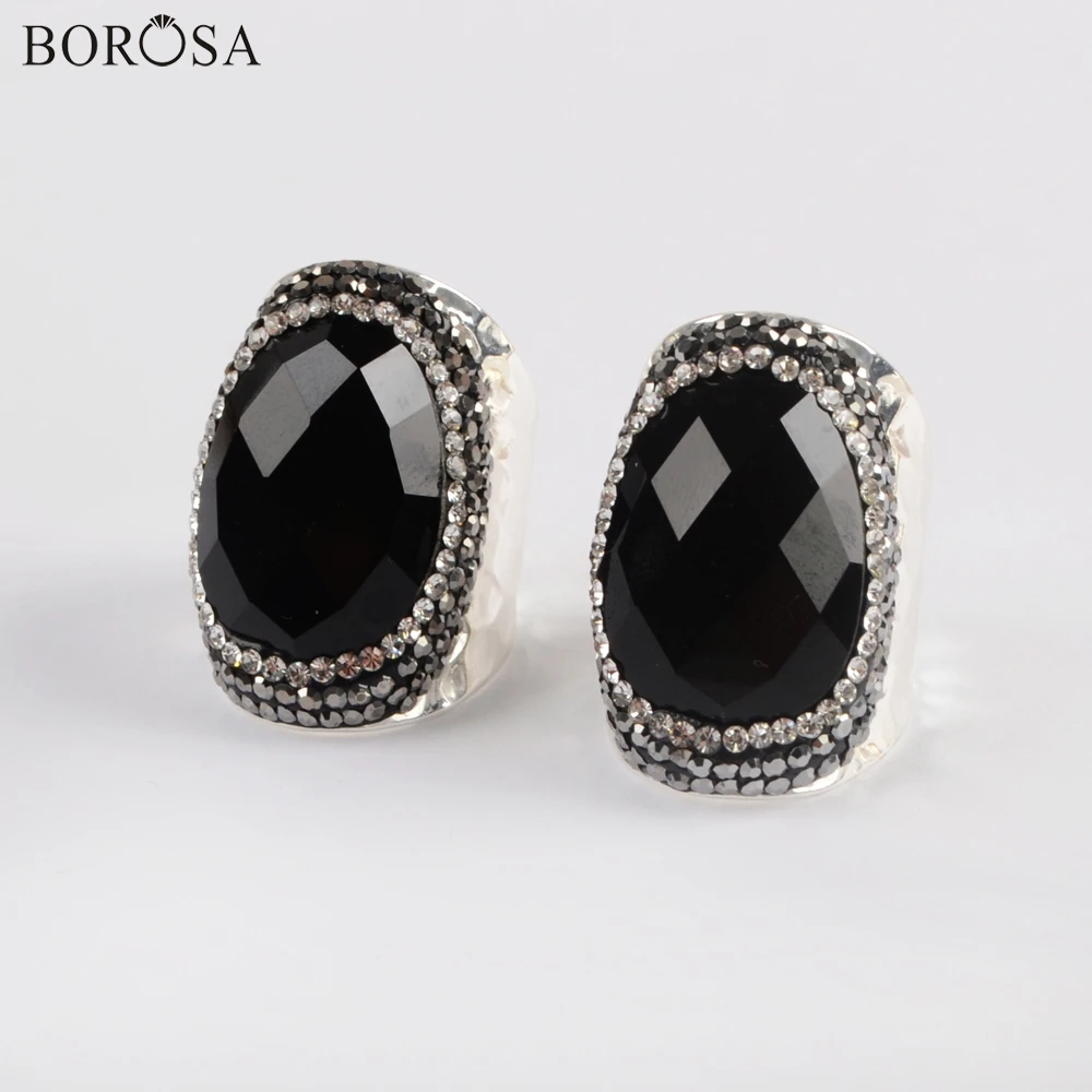 Кольцо BOROSA с драгоценными камнями 5 шт. модное посеребренное Стразы покрытием из
