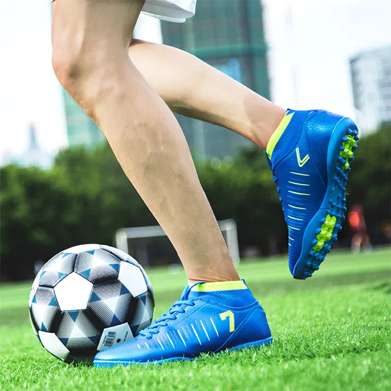 ZHENZU Turf комнатная Мужская Черная футбольная обувь детские бутсы тренировочные футбольные бутсы носки кроссовки размер 35-44 номер 7 Прямая поставка
