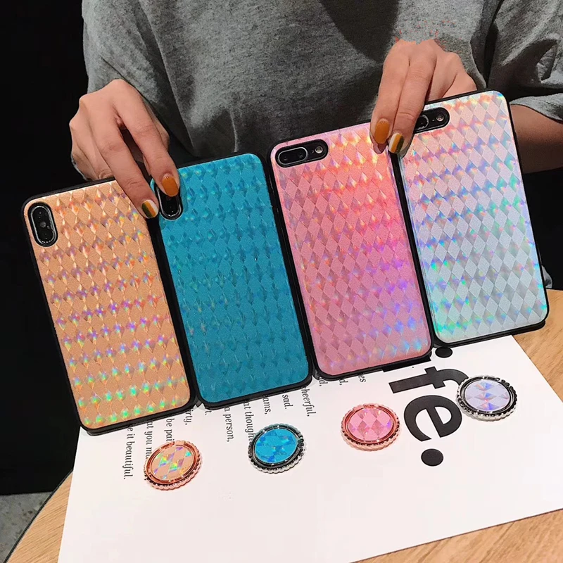 Ainike Блестящий лазерный чехол для телефона с кольцом iPhone X 6s Plus 7Plus 8plus XR XS Max |