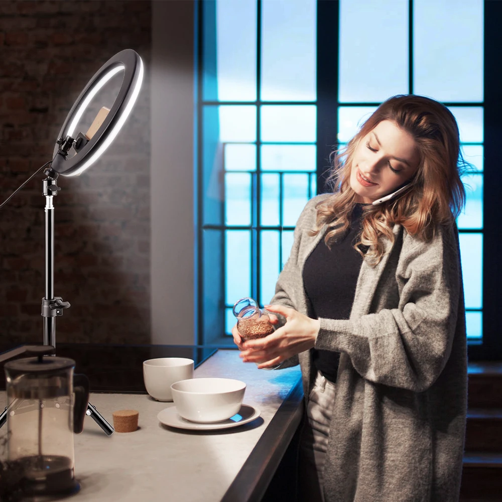 Travor 10 дюймов Selfie Ring Light 5500 K с штатив-Трипод стойка для трансляция макияж светодиодный настольный кольцо свет мини светодиодный Камера свет