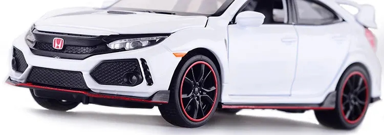 Литая под давлением модель автомобиля Honda Civic Тип R 1/32 металлический сплав моделирование откатные автомобили огни Игрушки транспортные средства для детей Подарки для детей