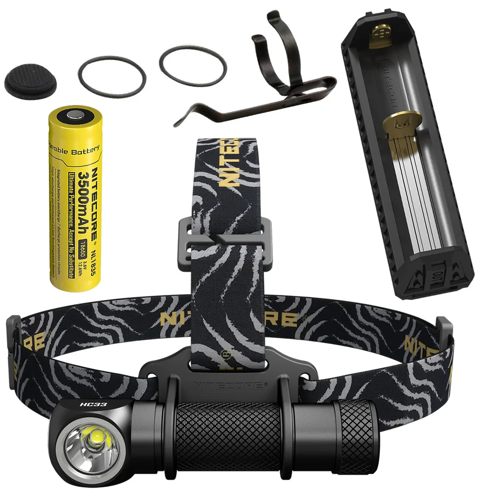 NITECORE HC33 1800 люменов налобный фонарь+ F1 зарядное устройство+ 18650 батарея Фара Водонепроницаемый фонарик Открытый Кемпинг поиск - Испускаемый цвет: 3500mAh NL1835