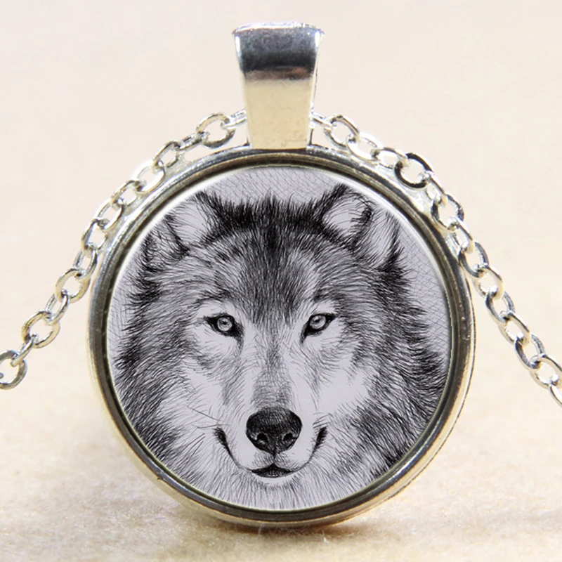 Модное 9 Стильное ожерелье с подвеской Волчья Луна винтажный стеклянный кабошон