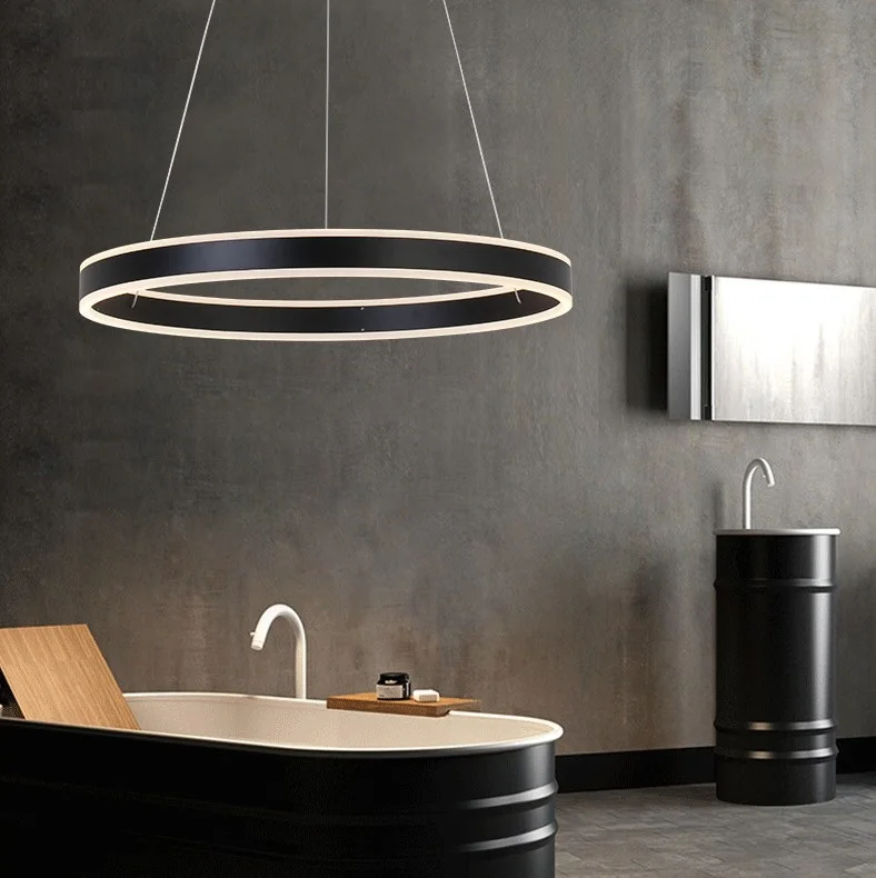 Современная Люстра для гостиной столовой спальни светодиодная акриловая люстра с диммером круговое кольцо