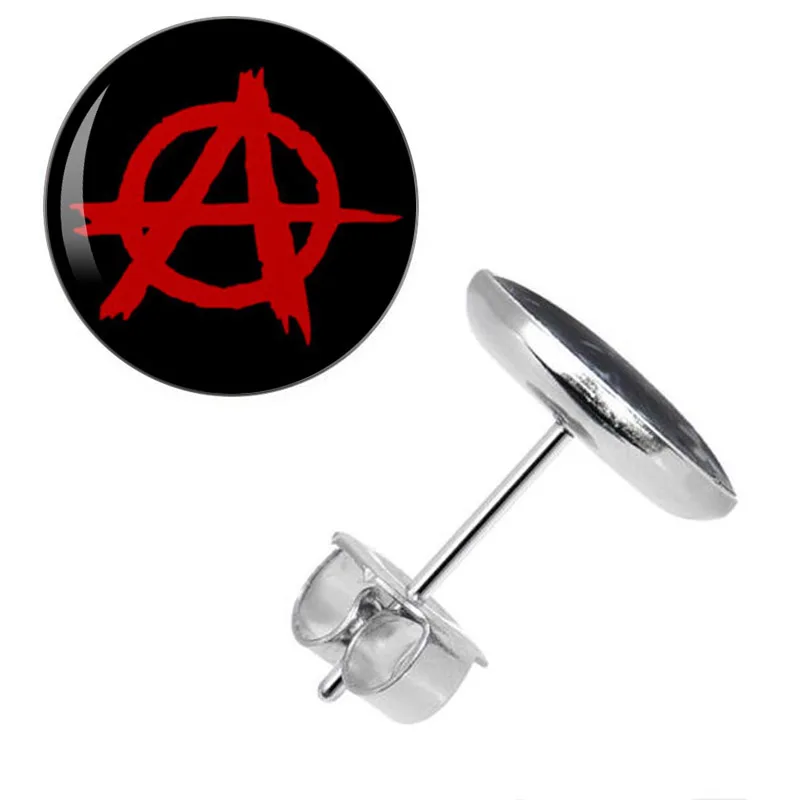Оптовая продажа серьги гвоздики в виде красного of Anarchy нержавеющая сталь пуссеты