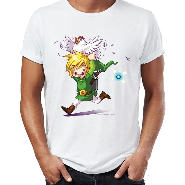 Мужская футболка Legend of Zelda Link and Cucco забавная потрясающая игровая футболка|Мужские