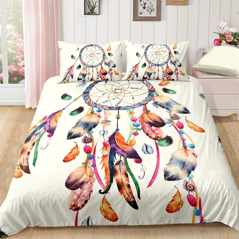 

Yi chu xin 3D Dreamcatcher bedding set luxury Bohemia feather duvet cover set with pillowcase queen size bed comforter