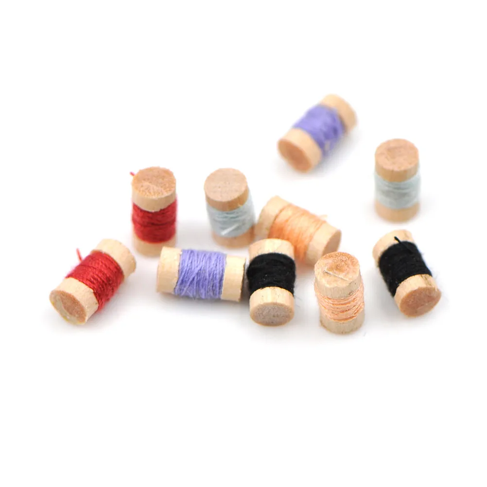 

Kids 1:12 Miniature Wooden Sewing Tools Kit Decor Gift for Doll Accessories