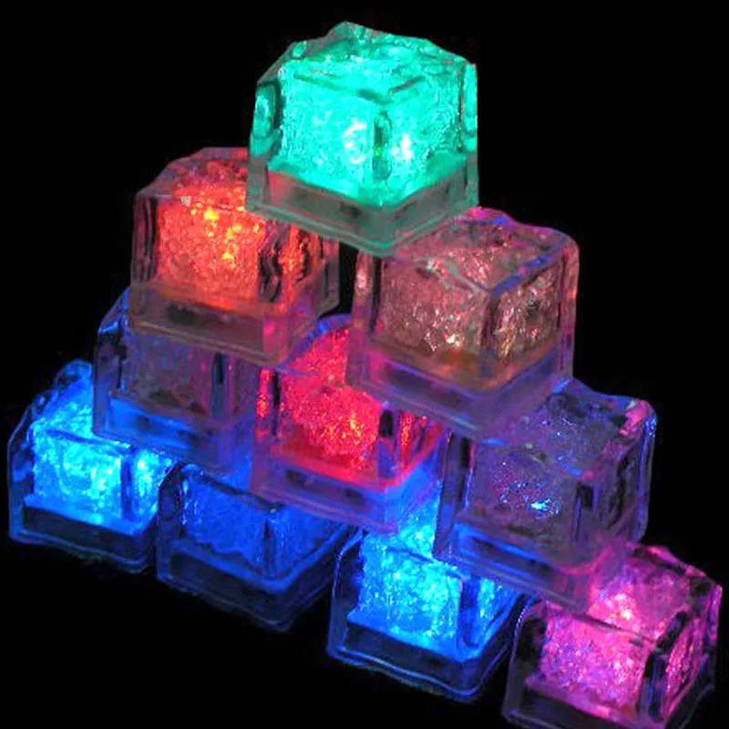 

12pcs DIY Colorful Flash LED Ice Cubes Festival Party Decor Props Luminous LED Glowing Drinking Ice Cubes Seven colors