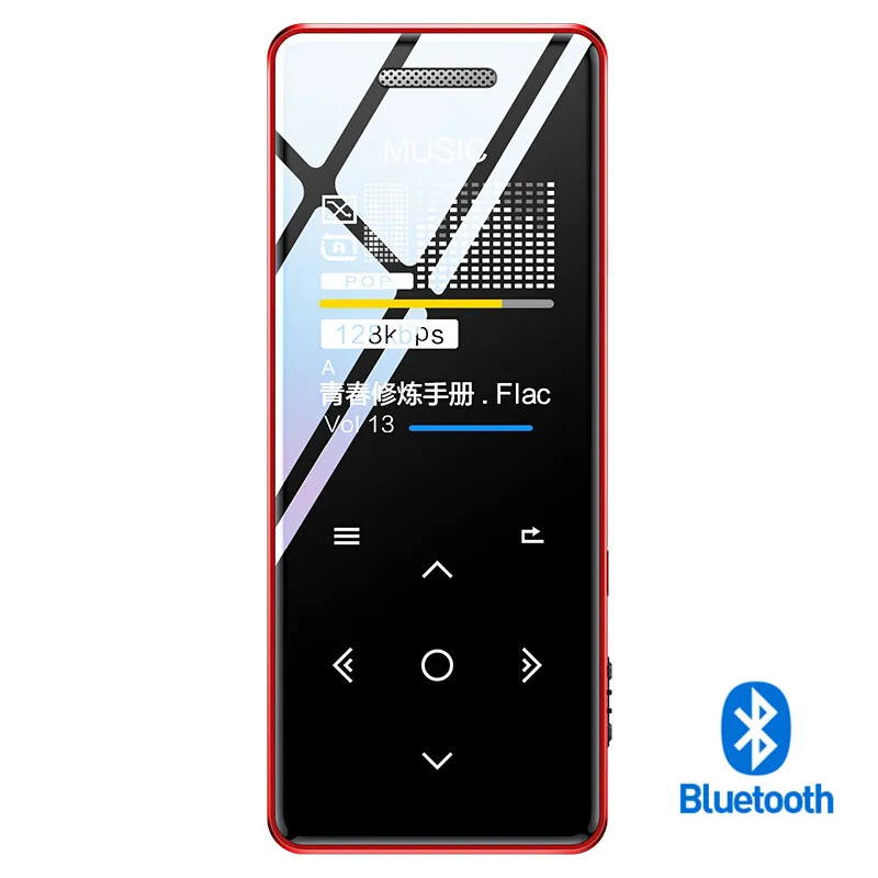 Красный MP3 плеер bluetooth Динамик Сенсорный Экран hi fi fm радио мини USB mp3 Спорт MP 3 HiFi музыкальный плеер портативный металлический walkman 8 Гб - Цвет: Красный