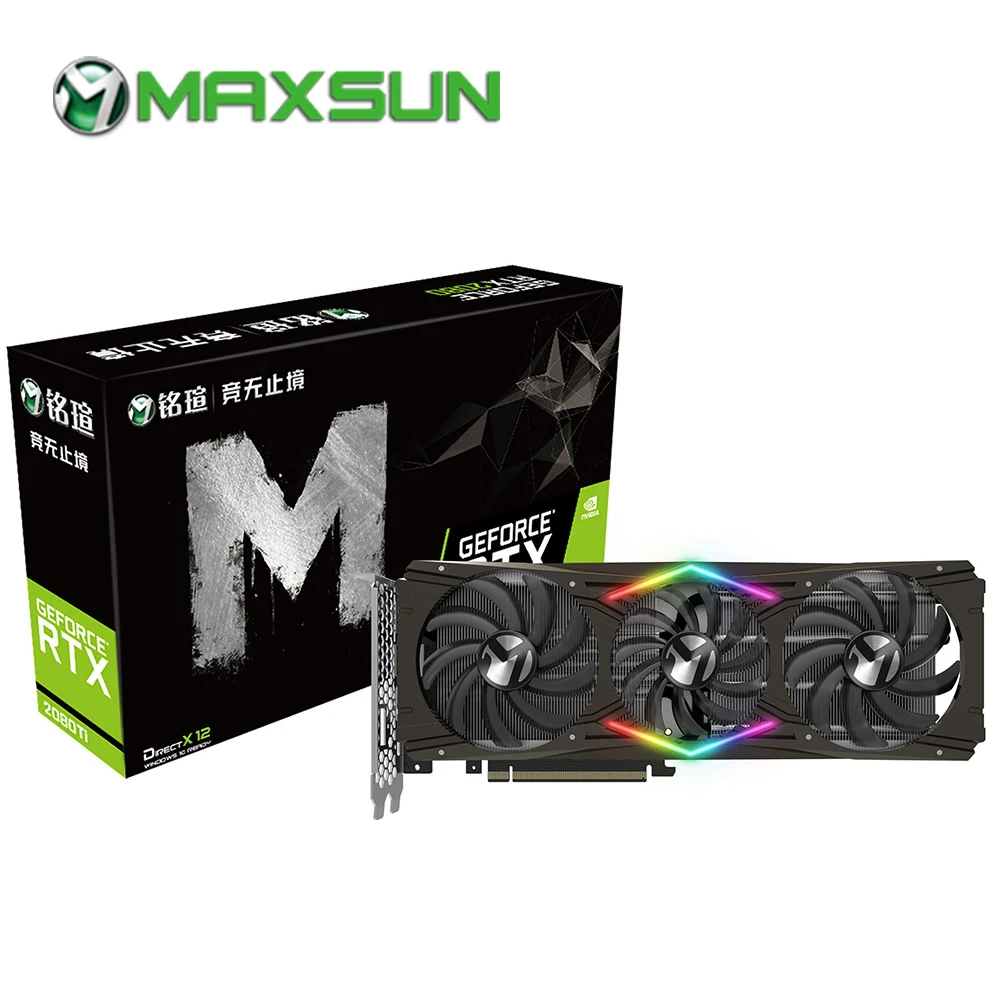 MAXSUN RTX 2080 Ti 11G графическая карта 14000 МГц 1350 352bit GDDR6 4352 блок 12nm PCI Express X16 HDMI + DP тип c