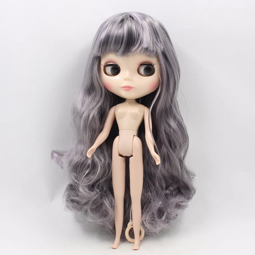 Fortune days factory blyth кукла серый микс фиолетовые волосы с челкой нормальное/суставное тело блестящее лицо 1/6 BL9016/1049