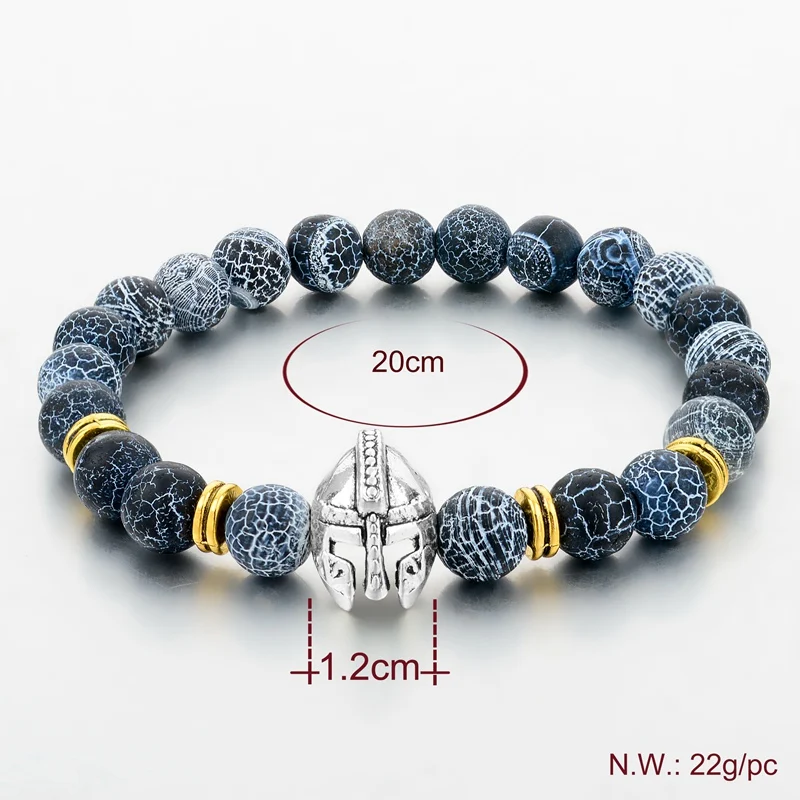 Wholesale Silver Color Roman Warrior Gladiator Helmet Bracelet Best Design Fashion Natural Stone Men Bracelets SBR160179 | Украшения и