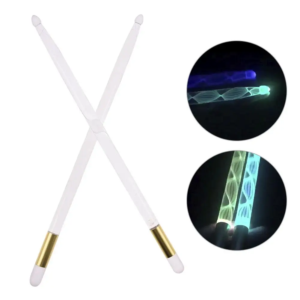 1pair 5A Acrylic Drum Stick Bright LED Colorful Drumsticks Luminous in The Dark Stage Jazz Special Performance Effect | Спорт и
